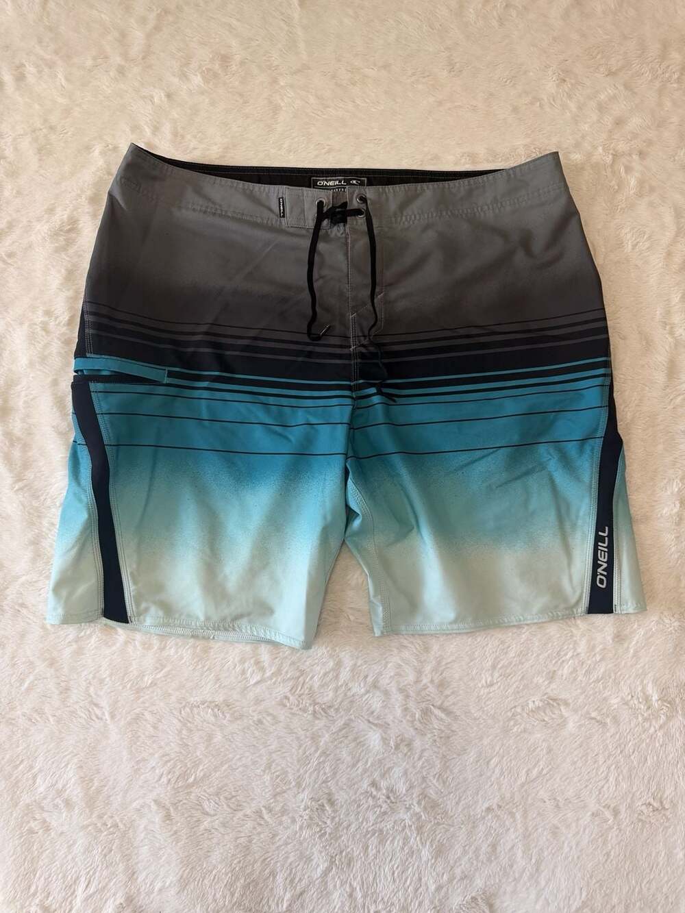 ONeill Superfreak Mens Size 40 Boardshorts Swim Trunks Ombre Stripe Stretch
